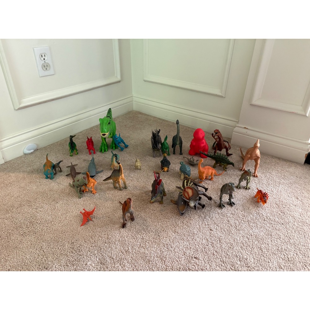 Dinosaur Toy Figures Bulk Lot of 30+ Assorted Types and Sizes Playset